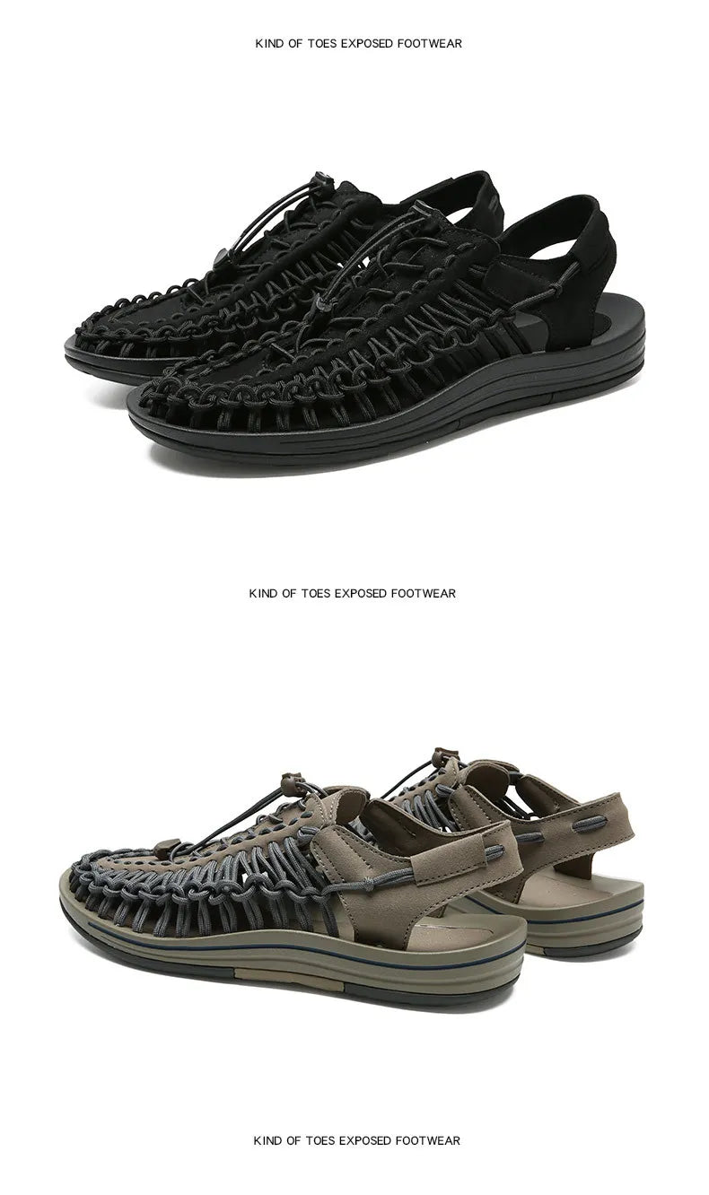 Summer Trend  Men Sandals Handmade Weaving Design Outdoor Beach Slippers Casual Flat Soft Bottom Couple Sandals Sandalias Hombre