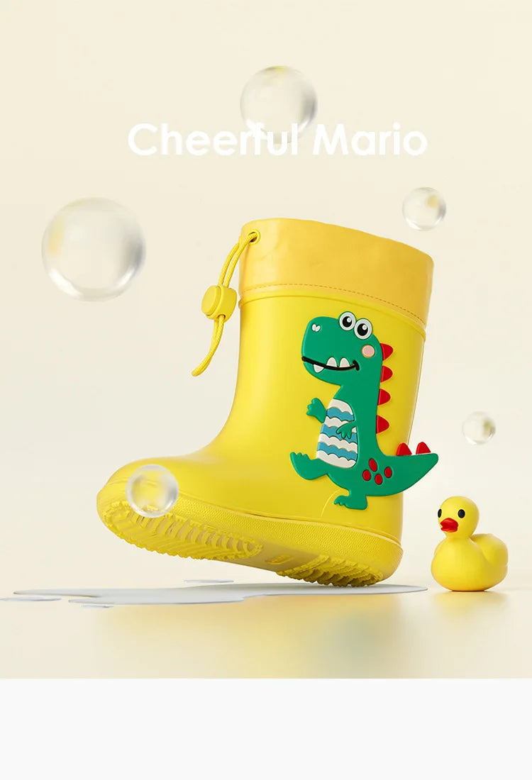 Kids Girl Boy Rain Boots Waterproof Toddler Rainboots Children's Shoes Rubber Boots Kids Baby Cartoon Dinosaur Water Shoes Boots