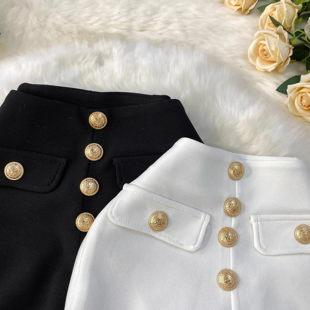 White Micro Flared Pants Spring Summer High Waist Metal Button Slim Fit Floor Length Trousers Elegant Commuting Suit Pants Women