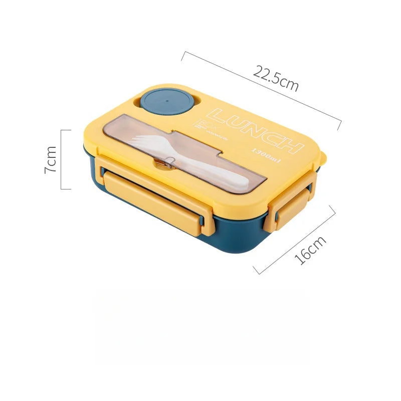Compartment 1300ML Portable Lunch Box Kids Students Office Bento Box With Fork and Spoon Microwave Food Storage Container