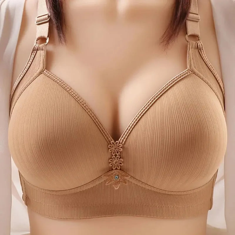 Breathable Soft Mom Style Soft Thin Cup Bralette Middle-aged Elderly Women Comfortable Gathered Breast Support Brassiere Bra