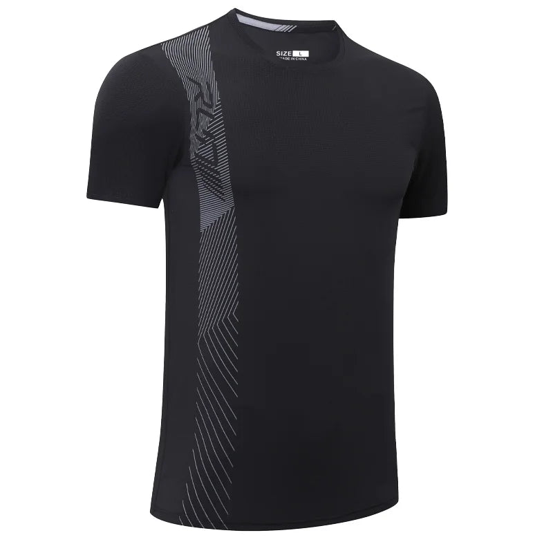 Gym Workout Tees Men Joggers Print Running Sportwear Bodybuilding Short Sleeves Mesh Quick Dry Breathable Training Shirts