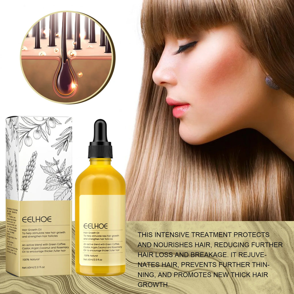 EELHOE Rosemary Oil Hair Growth Products Anti Hair Loss Treatment Volume Hair Thickener Strengthening Rosemary Essential Oil