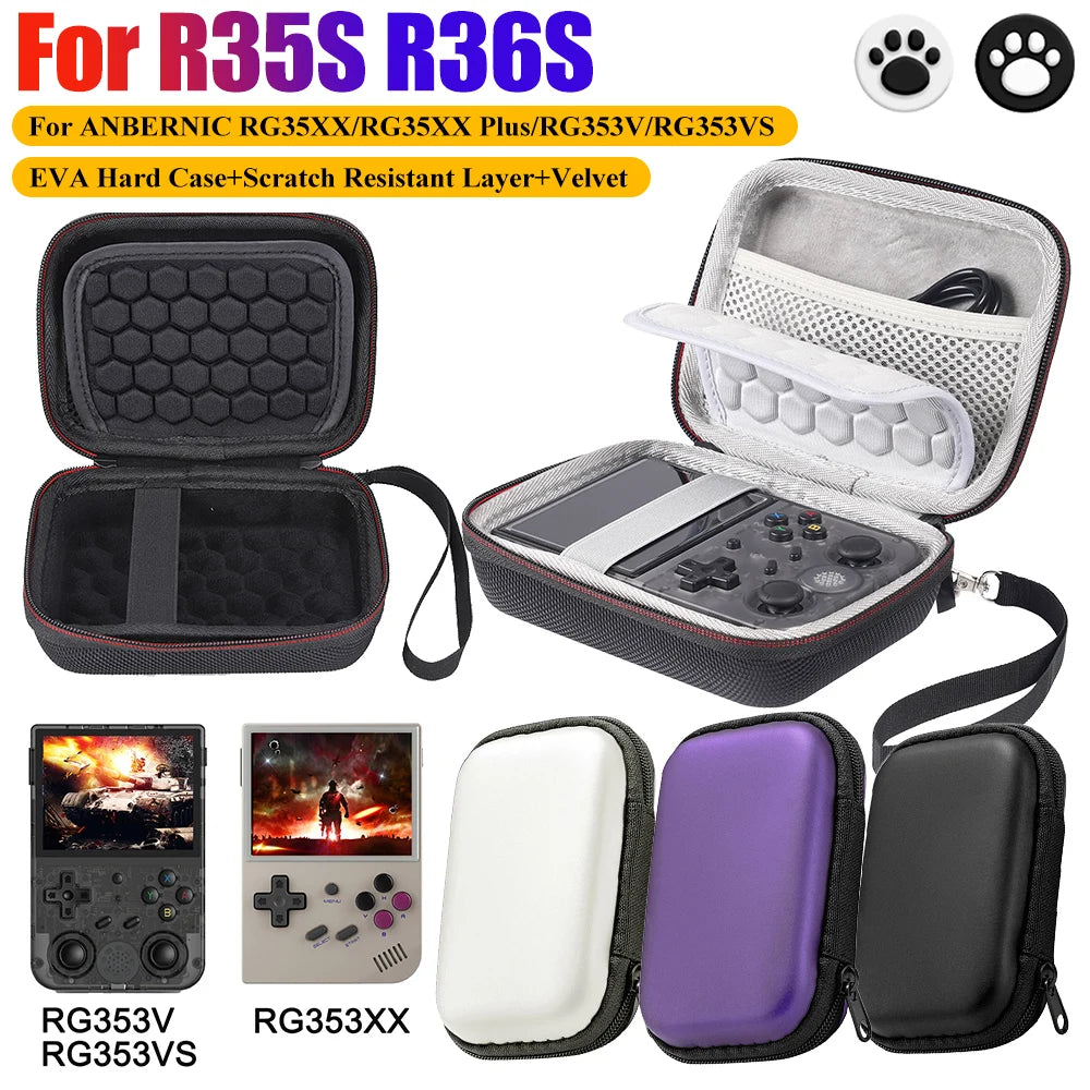 Hard Carrying Case For R35S R36S Anti-Scratch Shockproof Travel Storage Bag w/ Mesh Bag&Hand Strap for Anbernic RG35XX/V/VS