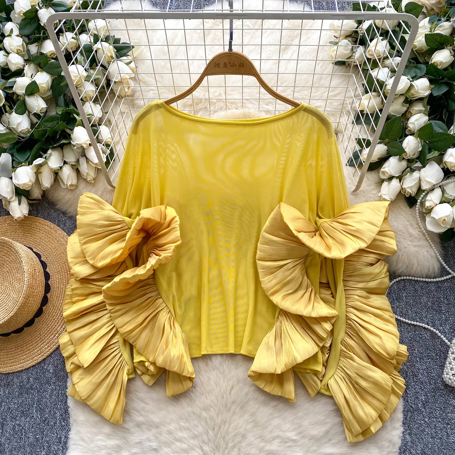 SINGREINY Autumn Ruffles Party Blouses Female O Neck Long Sleeves Temperament Mesh Shirts Women Senior Sheer Loose Thin Tops