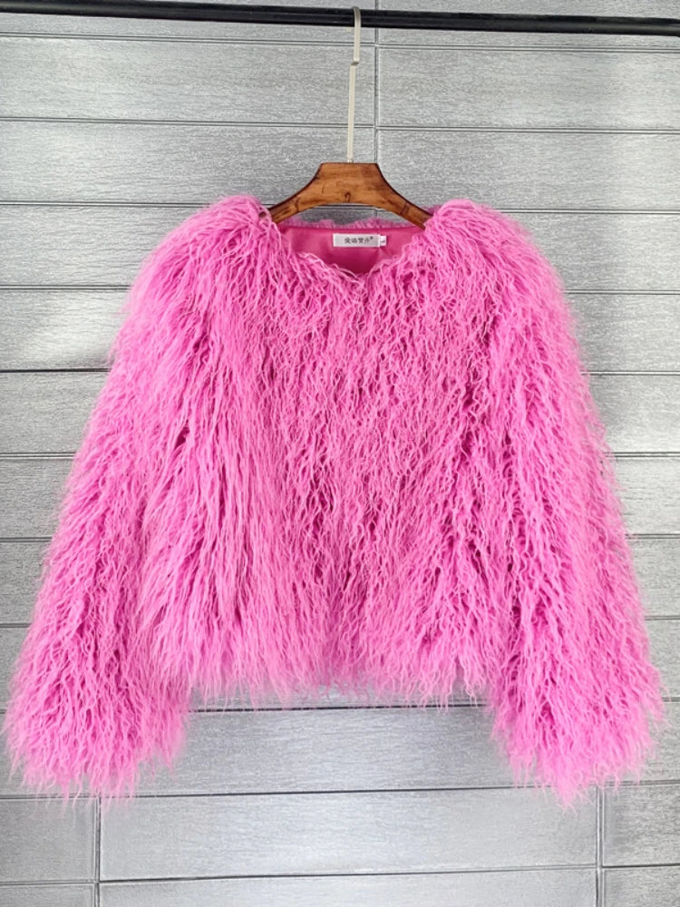 Faux Fur Plush Coat – Soft Shaggy Statement Jacket