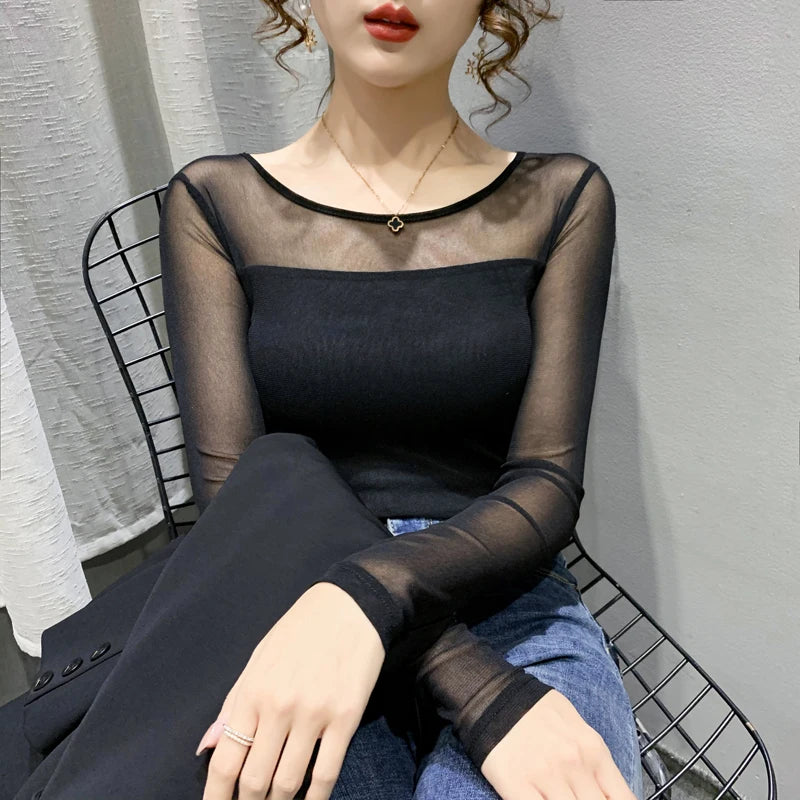 Summer New round Ne ort Sve Me Base irt Sexy Dance Inner Wear Slimming  Color Top Thin T-irt Casual Sle