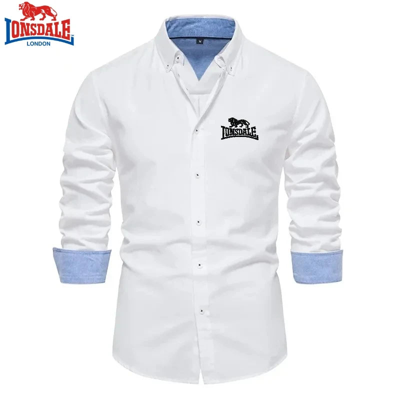 New Spring and Autumn Cotton Social Shirt Men Solid Color High Quality Long Sleeve Shirt for Men Lapel Casual Social Men's Shirt