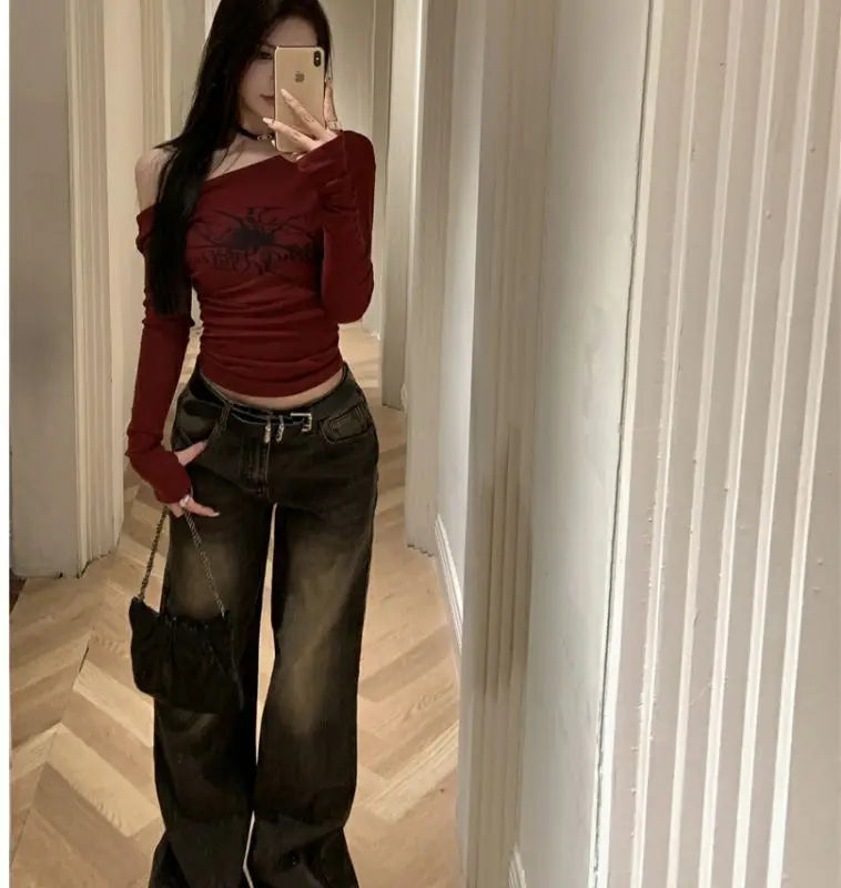 Y2k Sport Summer Off shoulder Top Women Letter Sexy Vintage 2000s Short sleeve T shirt Lady Body Basic Crop Top Female Casual