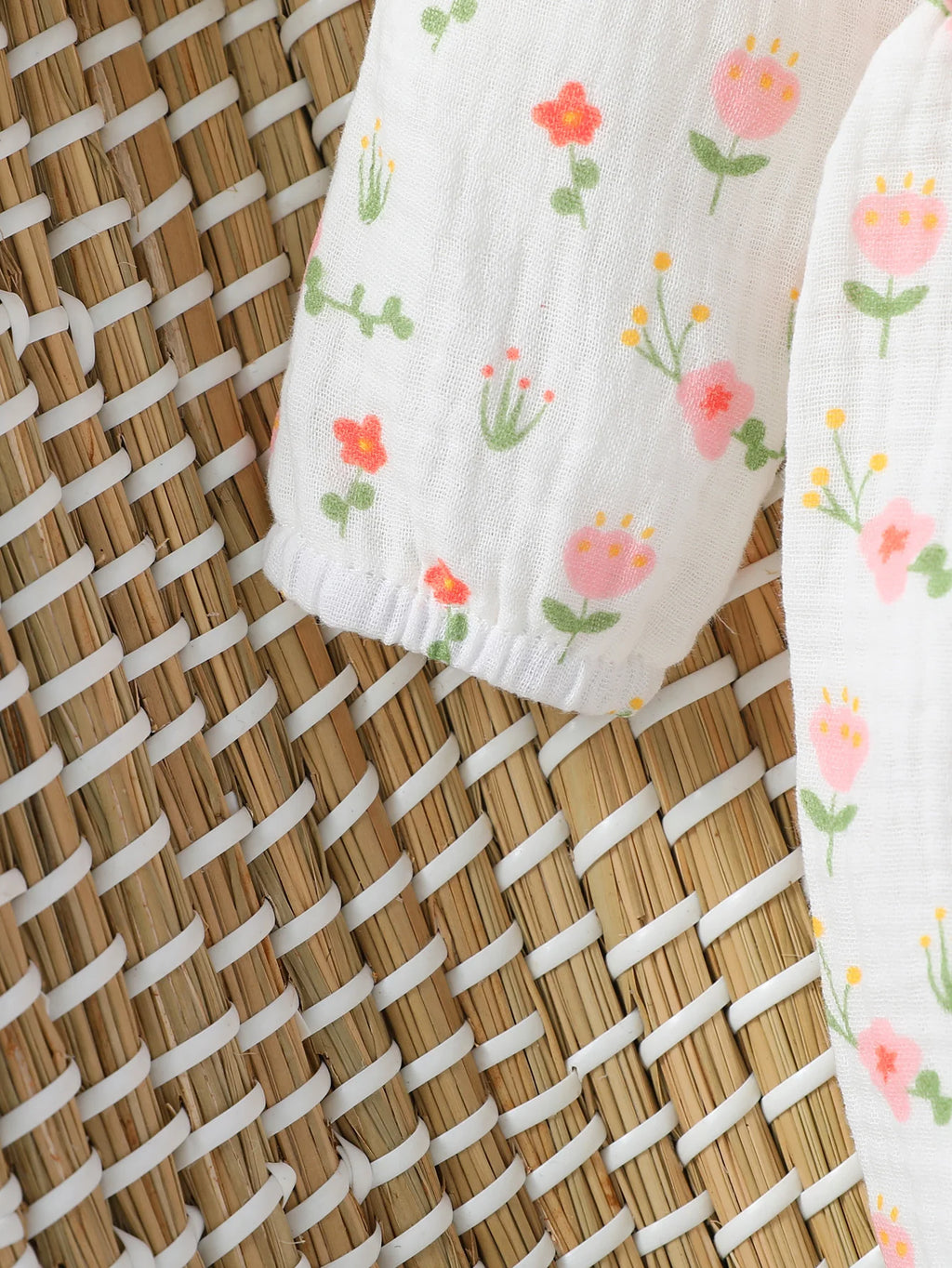 Baby Girl's All Seasons Long Sleeve Print Floral With Bow Daily Jumpsuit For Newborn-6M Clothes +Headband