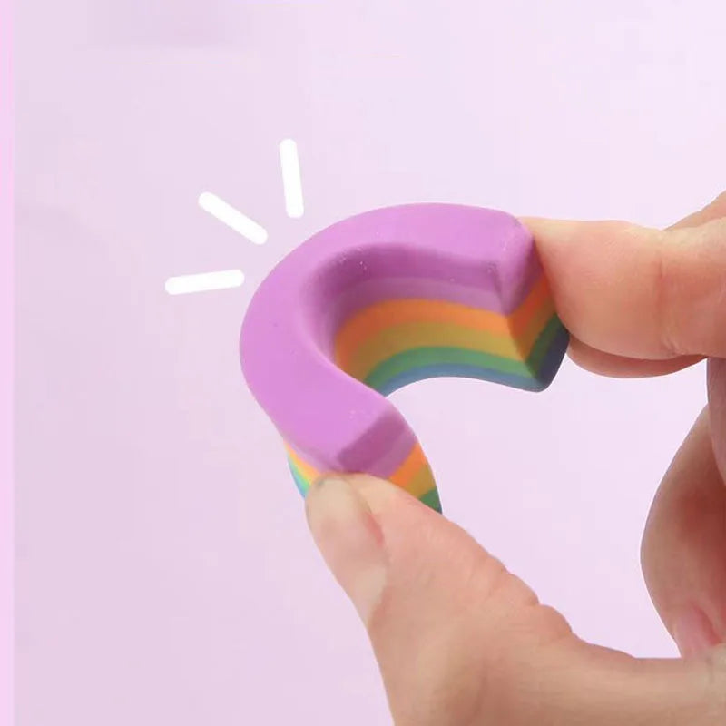 1 Piece Lytwtw's Cute Kawaii Creative Rainbow Eraser Rubber Stationery School Supplies Novelty Lovely Eraser