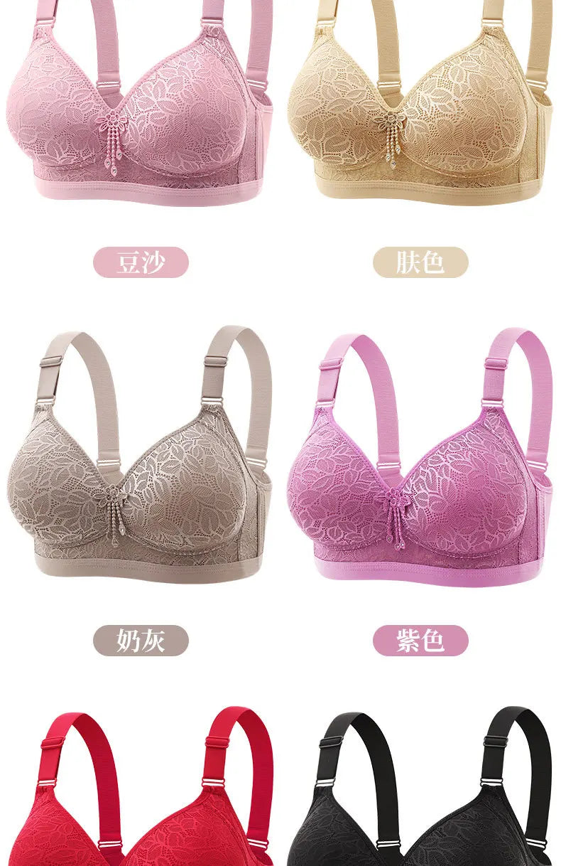 Comfortable Breathable Adjustable Brassiere Thin Section Without Steel Ring Bra Large Breasts Appear Small Side Gathering Bra