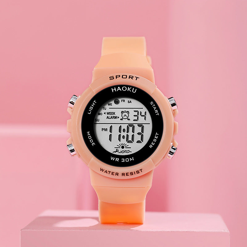 Fashion Sports Digital Watch for Women Girls Boys Chronograph Silicone Strap Electronic Watches Waterproof Luminous Wristwatch