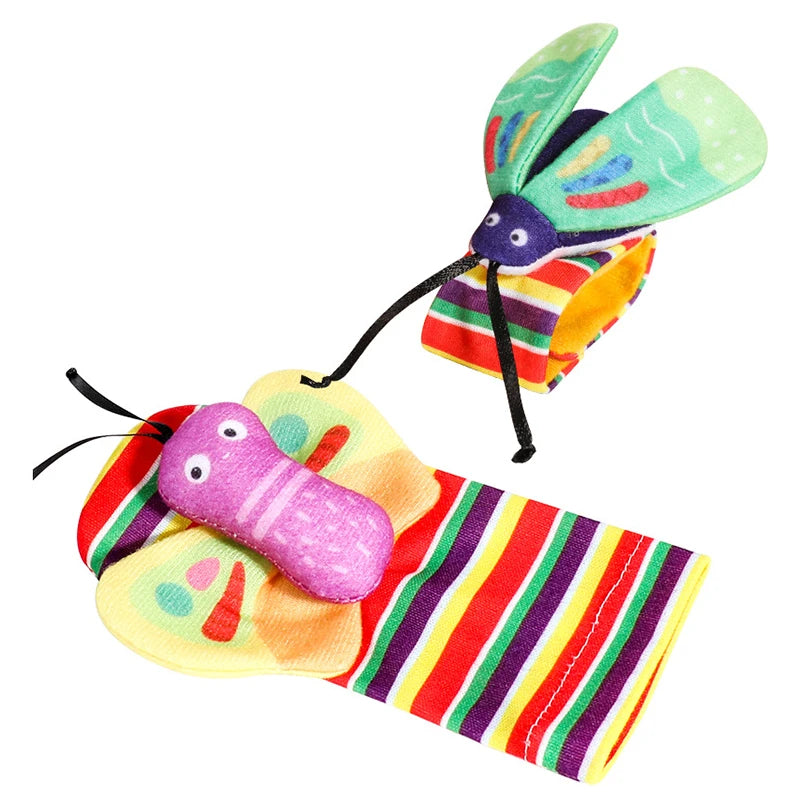 Baby Wrist Rattles Socks Newborn Animal Socks Infants Foot Finder Wrist Strap Baby Socks Sensory Toys Baby Toys 0-12 Months Gift