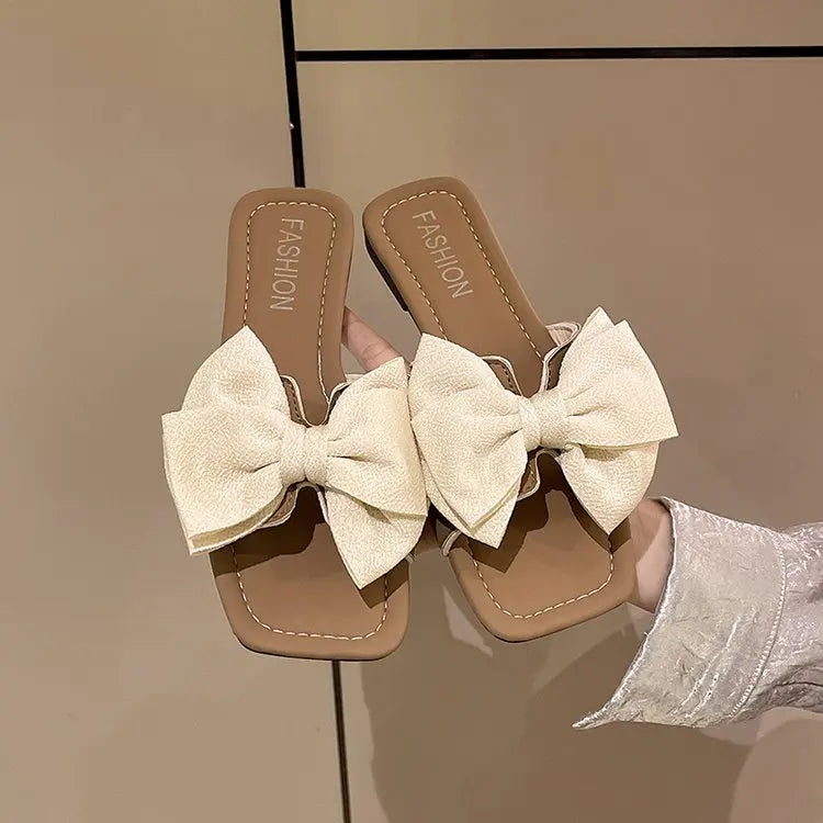 Ele Women's Flat Bot Slippers  Knot Fairy Sle Summer Sandals Faionable Versatile Outdoor Slip-On oes