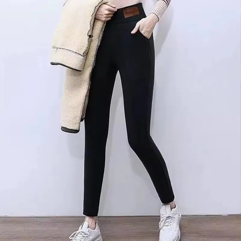 Winter Leggings Women Thick Warm Fleece Pants Simplicity Fashion Thermal Legging Slim Black Elastic High Waist Solid Leggings