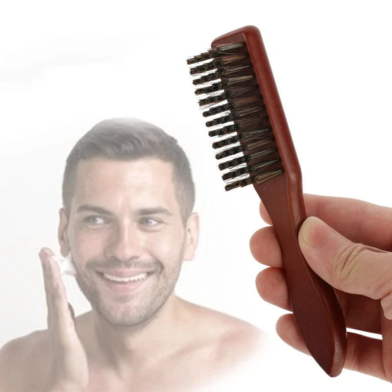 Hairdressing Wooden Handle Boar Bristle Cleaning Brush Soft Beard Cleaning Brush Men Barber Beard Shaving Styling Tools