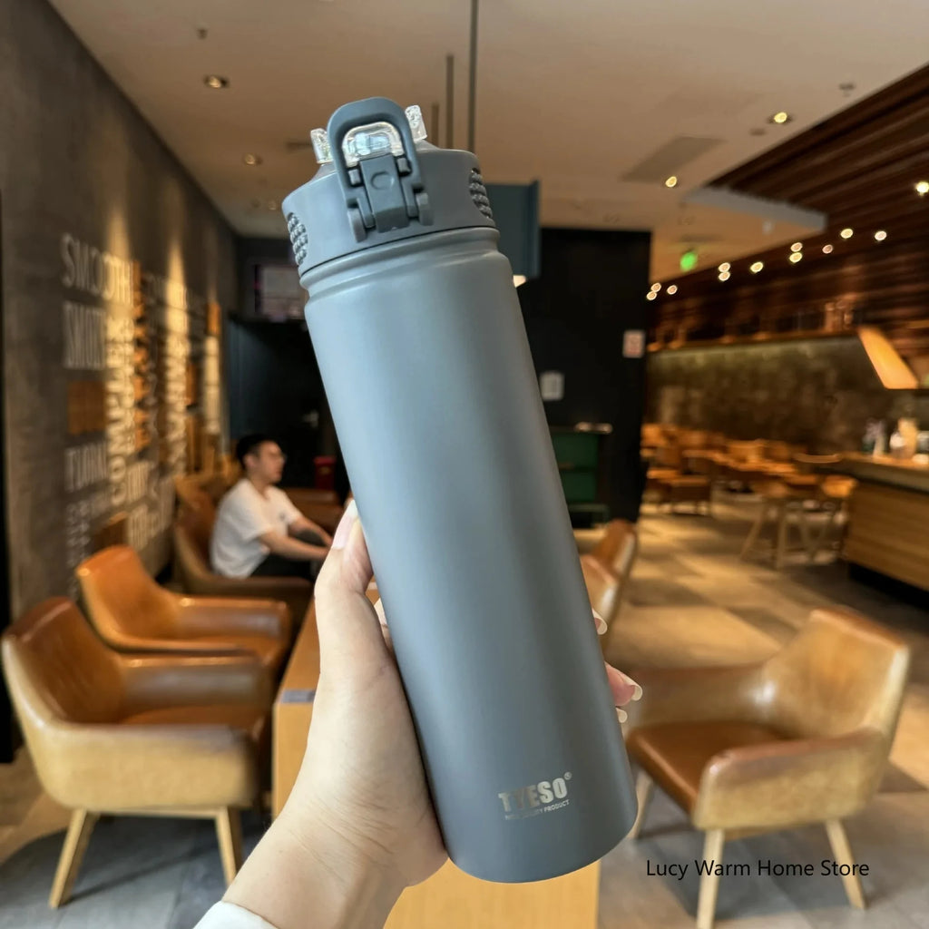 Thermal Water Bottle with Straw 750/600ML Stainless Steel Bottle Keeps Cold and Heat High Capacity Thermal Mug Thermos Bottle