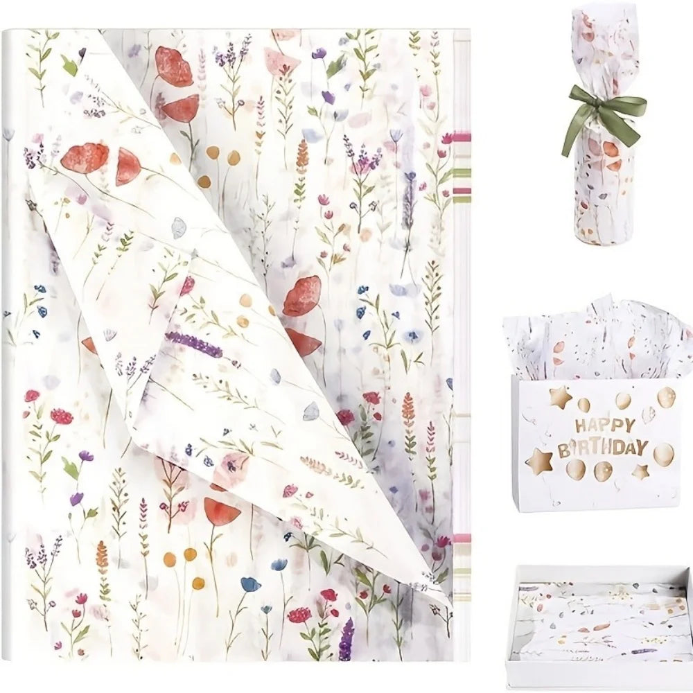 20 Sheets 14x20 Inches Lavender Print Tissue Packaging Paper Semi-Transparent for Christmas Birthdays Weddings Valentine's Day