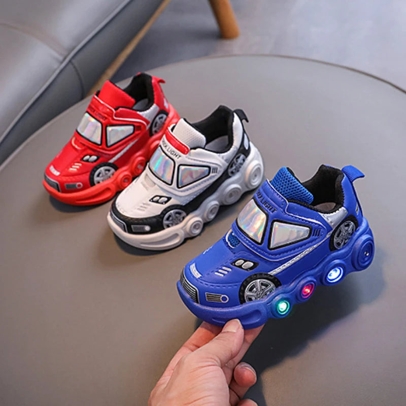 Autumn New Fashion Child Sneakers Versatile Car Cartoon Boy Shoes Comfort Thick Soled Luminous Casual Shoe Brand Sneakers Boy