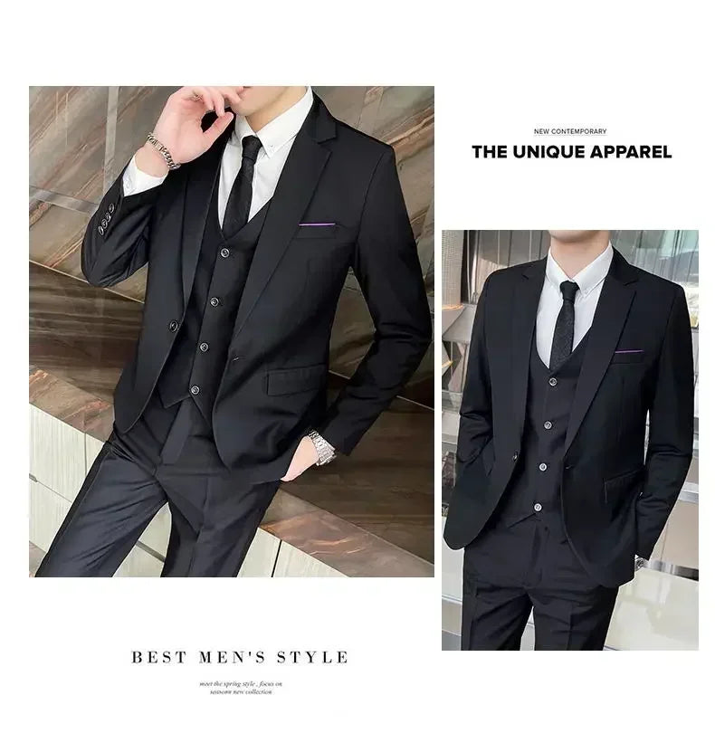 S-9XL New (Blazer+Vest+Pants) Men's Fashion Business Gentleman Professional Formal Dress Korean Version Banquet Dress Suit 6XL