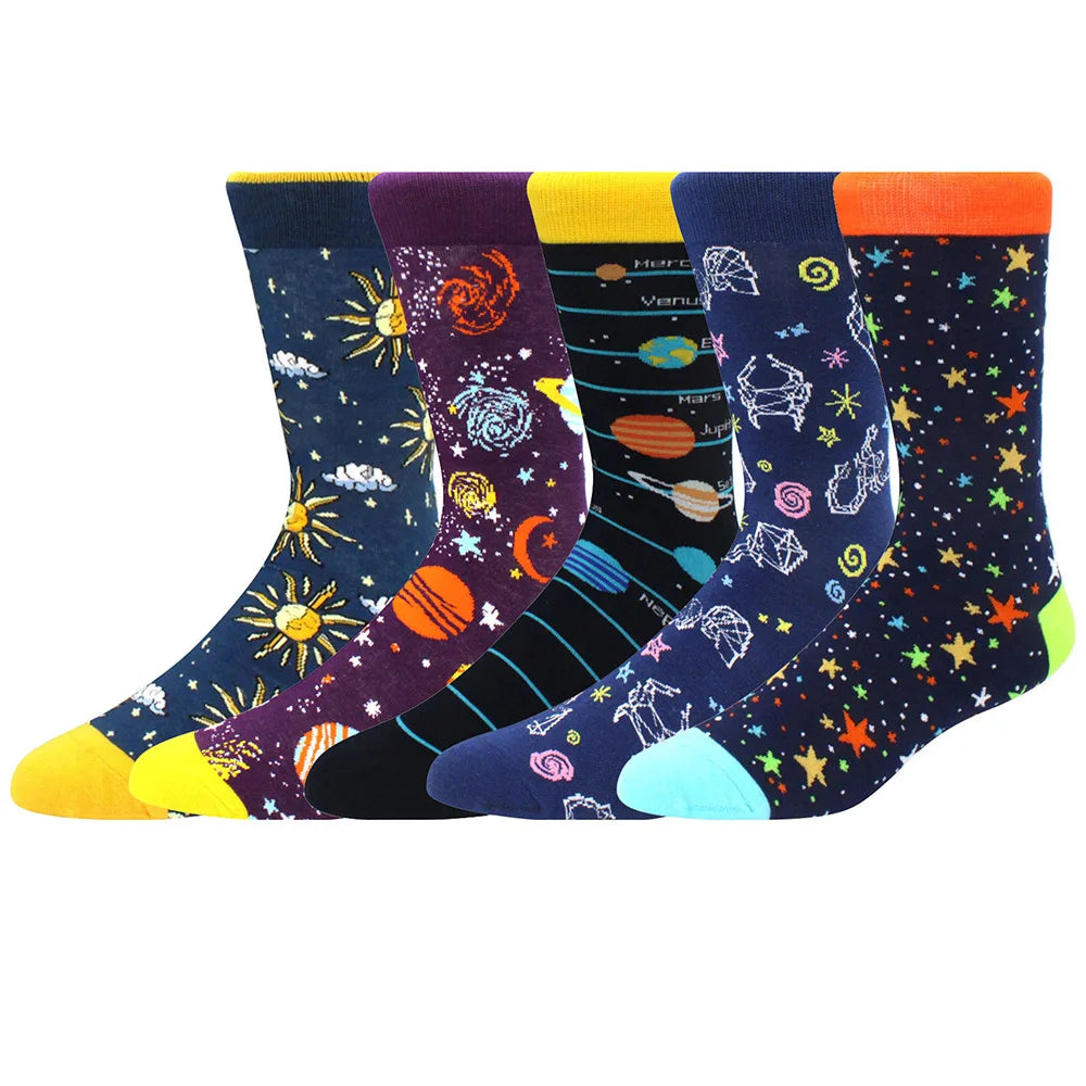 5 Pairs New High Quality Combed Cotton Men Socks Women Happy Fashion Novelty Skateboard Crew Casual Funny Socks for Men