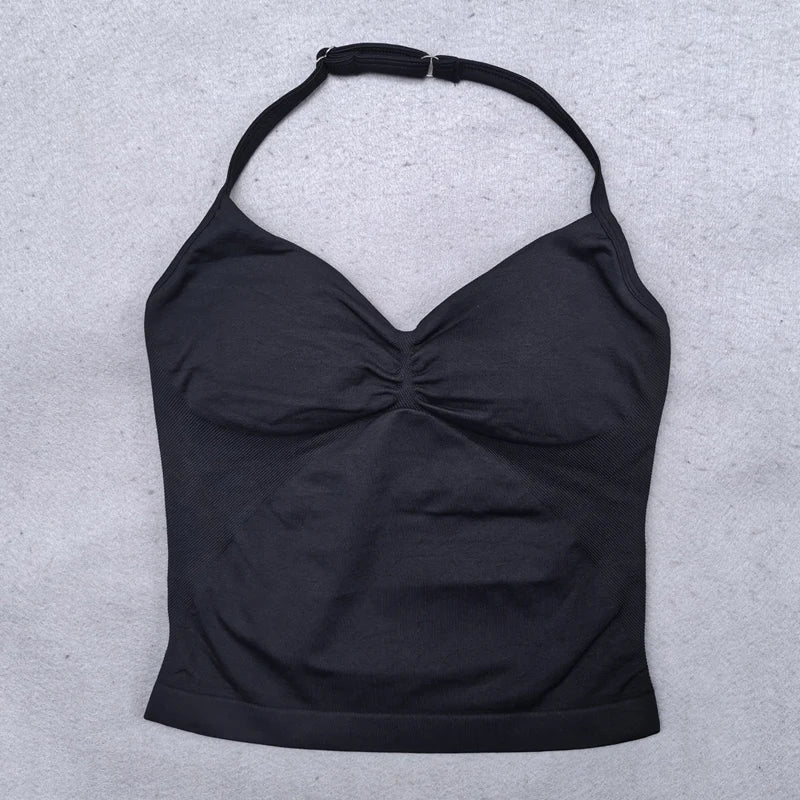 2 Pieces Yoga Set Women Backless Halter Tops High Waist Seamless Shorts Gym Suit Fitness Clothes Sportswear Workout Sets