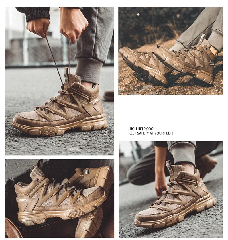 Safety Shoes Universal Breathable Outdoor Work Boots Steel Toe Anti-smash Puncture Proof Working Protective Sneakers for Men