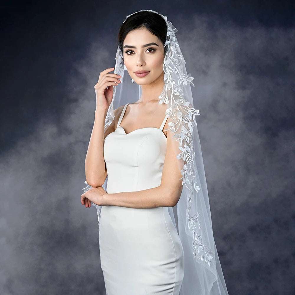 Wedding Bridal Veil Long 1 Layer Veil with Comb Elegant Wedding Accessories Velos De Novia voile de mariee VP115