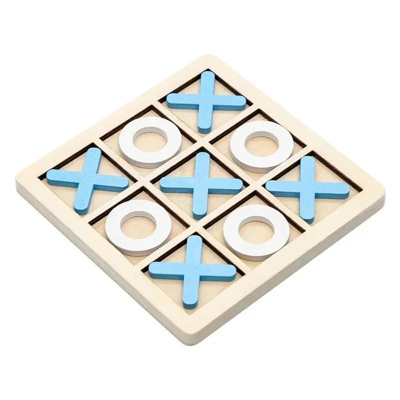 Montessori Chess Play Jigsaw Toy Game Wooden XO Tic Tac Toe Game Interaction Puzzles Training Brain Learning Early Education Toy