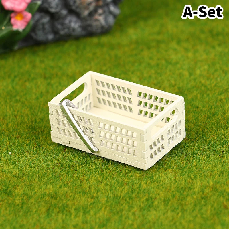 1Set 1:12 Dollhouse Miniature Bread Rack Cake Shelf Storage Box/Basket W/Baking Clip Scene Decor Doll House Accessories