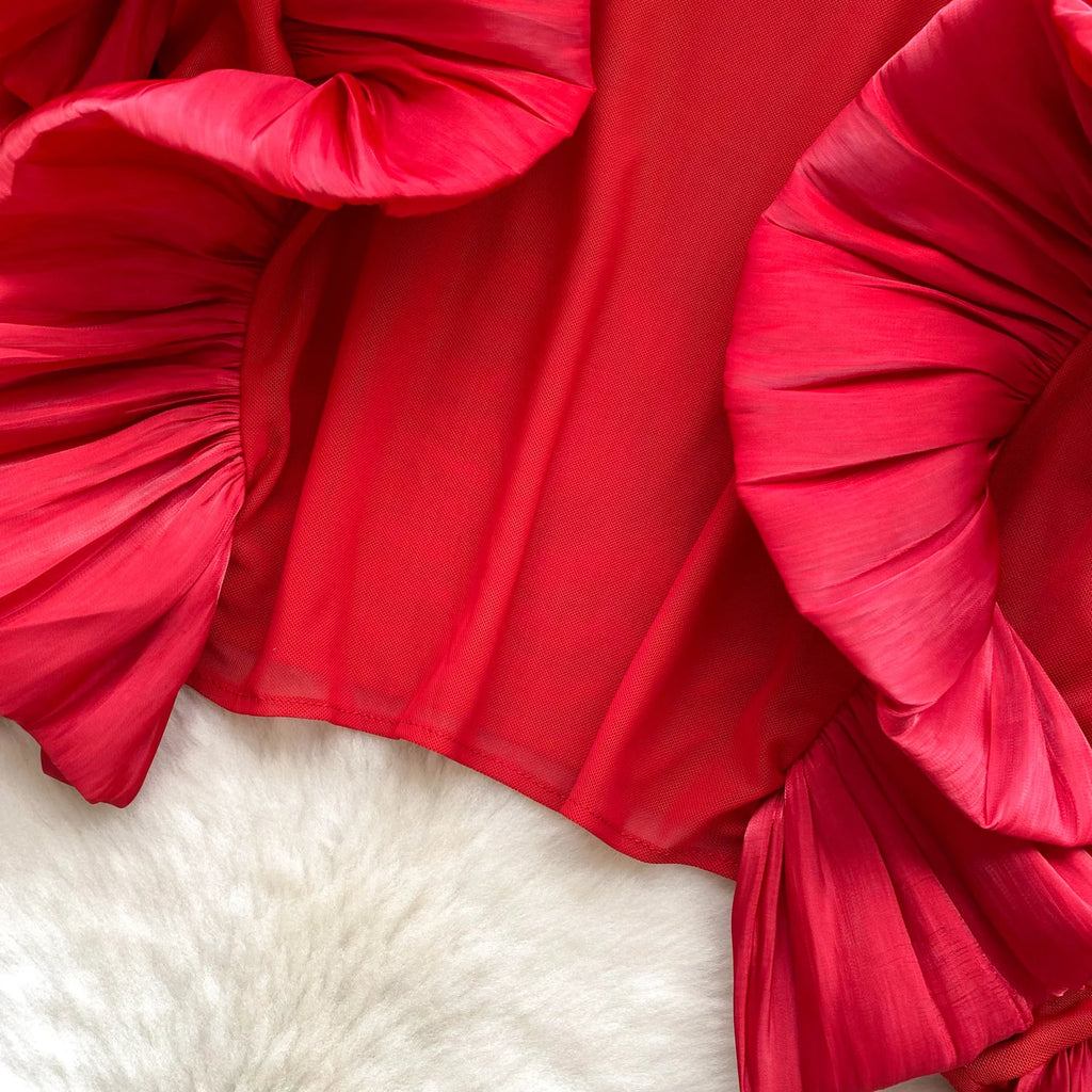 SINGREINY Autumn Ruffles Party Blouses Female O Neck Long Sleeves Temperament Mesh Shirts Women Senior Sheer Loose Thin Tops