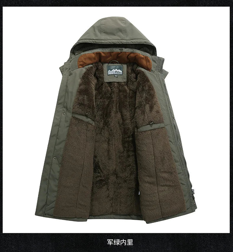 Mens Padded Clothes Velvet Thickened Winter Loose Casual Middle-aged Multi-bag Padded Jackets Cold-resistant Padded Clothes