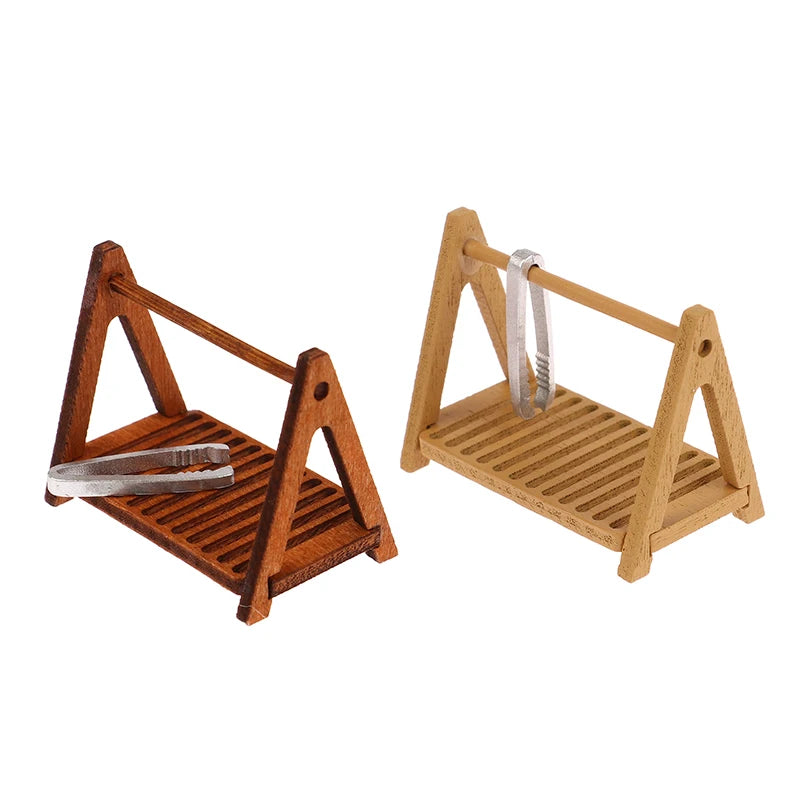 1Set 1:12 Dollhouse Miniature Bread Rack Cake Shelf Storage Box/Basket W/Baking Clip Scene Decor Doll House Accessories