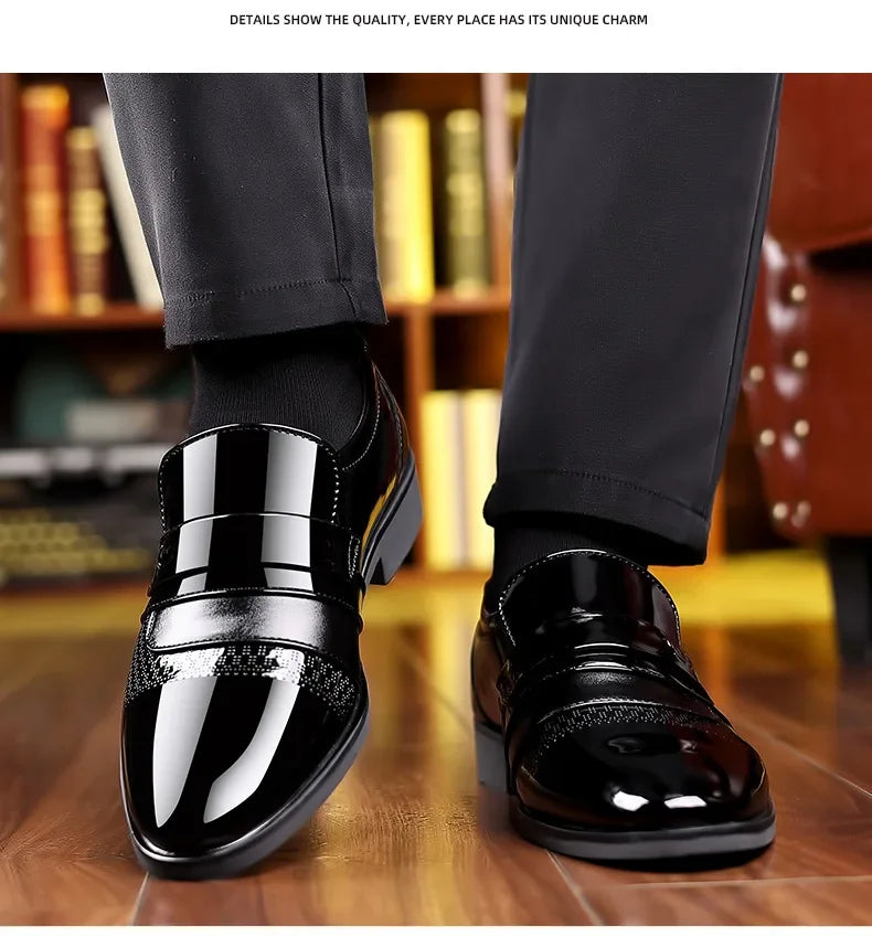 Luxury Mens Leather Shoes Retro Carved Lace-up Brogue Oxford Wedding Men Dress Shoes Male Formal Business Gentleman Office Shoes