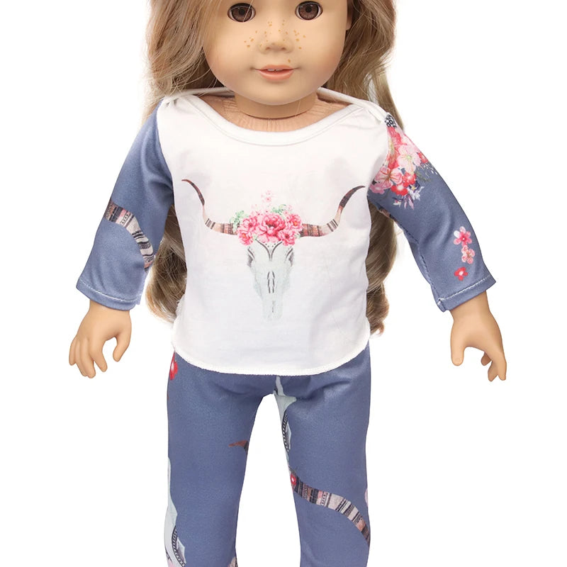Doll Clothes Pajamas  For 43cm Baby New Born&American 18 Inch Girl Doll Unicorn Shark Cartoon Clothes Suit For Generation Doll