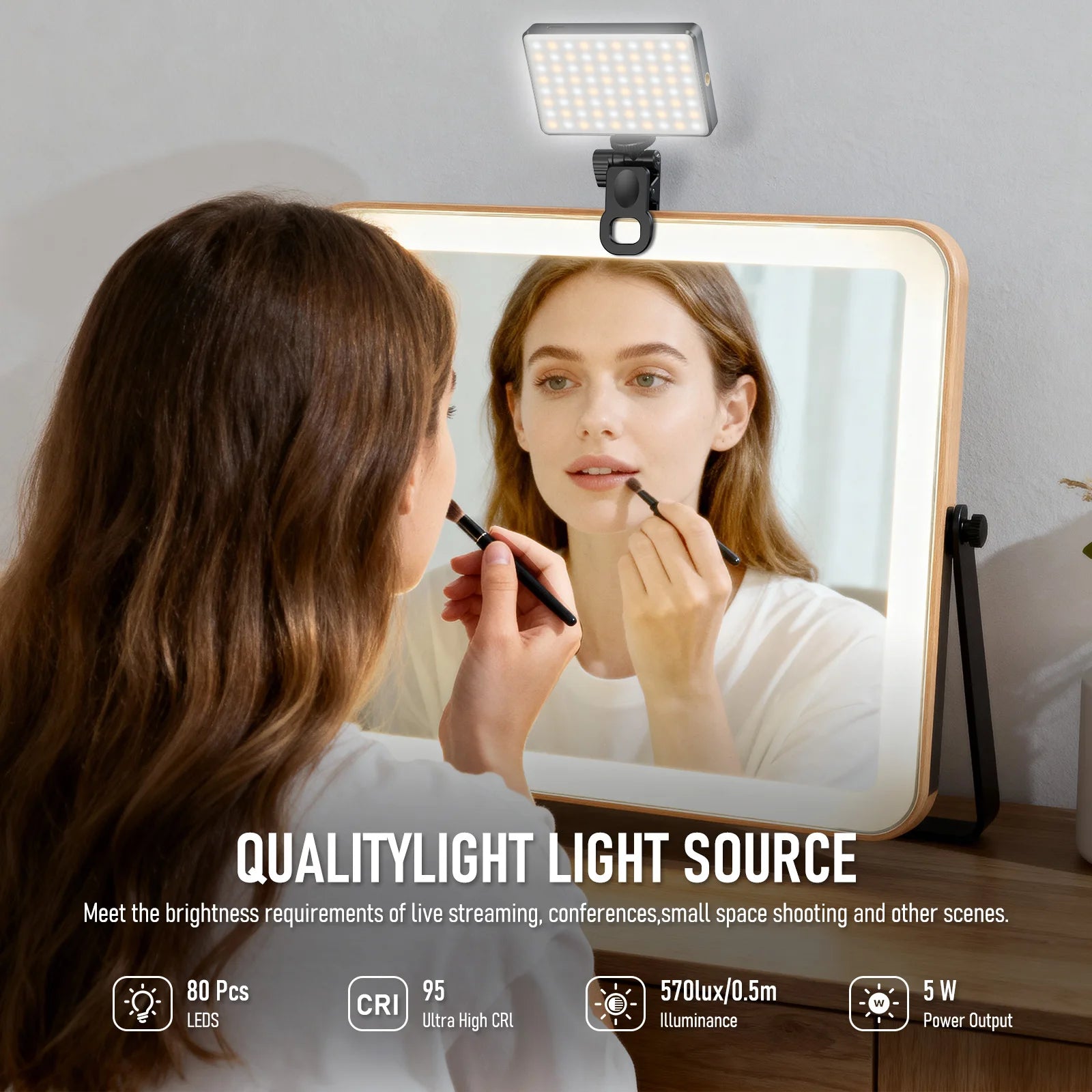 Video Light with 6 Color Filters 0-100% Adjustable 3000mAh Battery Fill Light for Selfie Photography Live Streaming