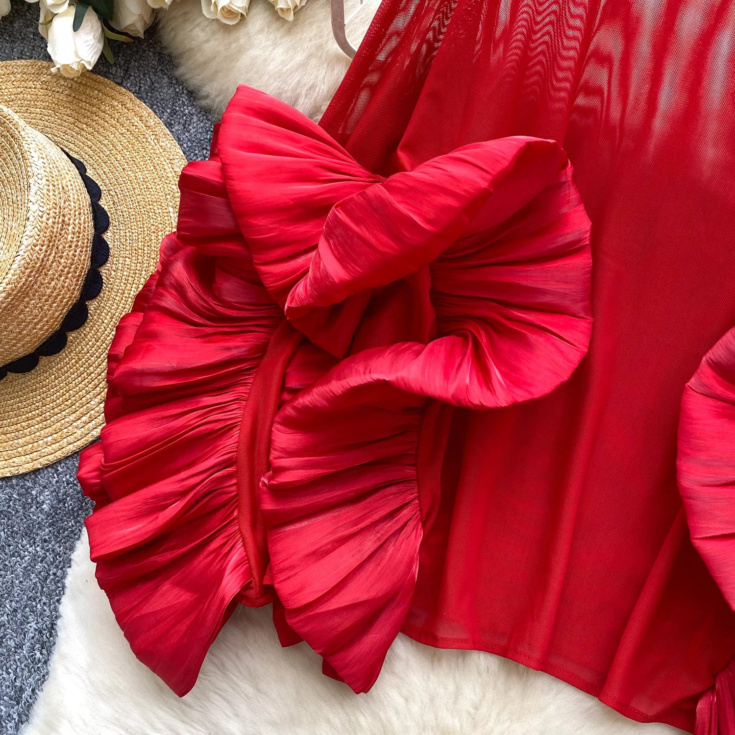 SINGREINY Autumn Ruffles Party Blouses Female O Neck Long Sleeves Temperament Mesh Shirts Women Senior Sheer Loose Thin Tops