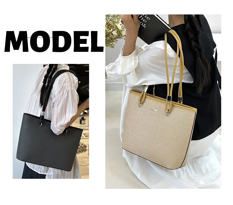 Pu Women's Shoulder Bag Stylish And Simple Solid Color Handbag Adjustable Shoulder Strap Waterproof Large Capacity Bucket Bag