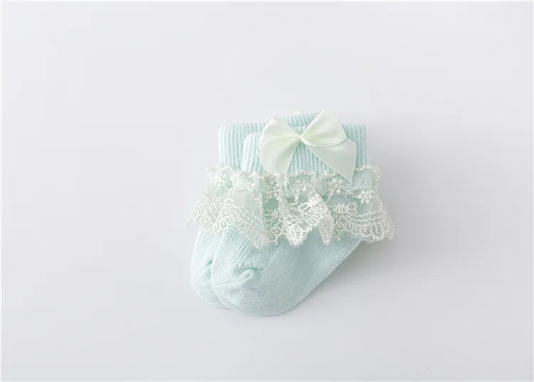 Lawadka 0-24Month Newborn Baby Socks For Girls Cotton Lace Infant Girls Sock Princess Bow Toddler Baby Girls Socks Spring 2024