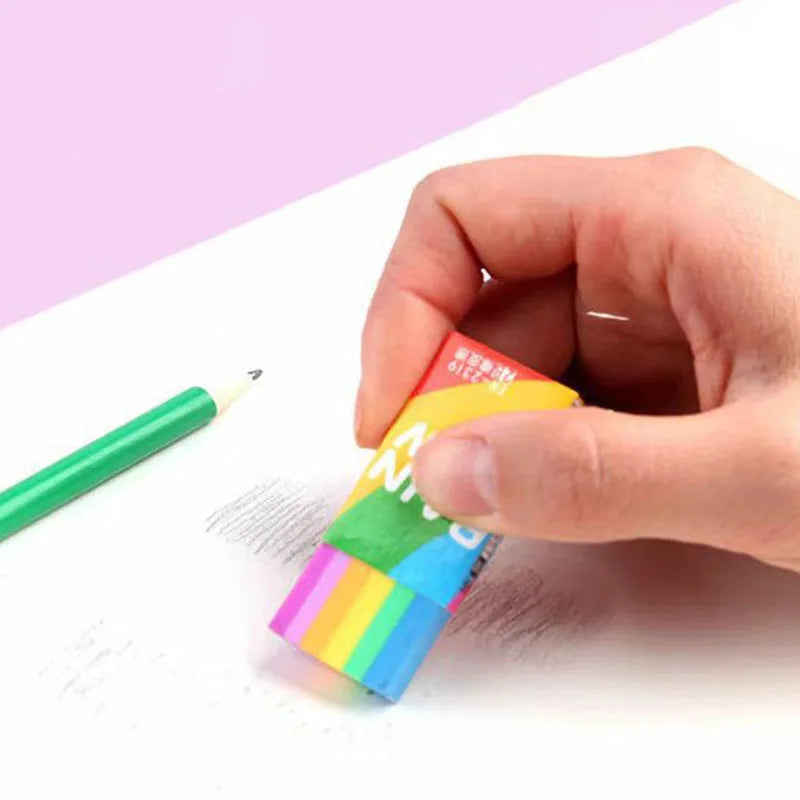 1 Piece Lytwtw's Cute Kawaii Creative Rainbow Eraser Rubber Stationery School Supplies Novelty Lovely Eraser
