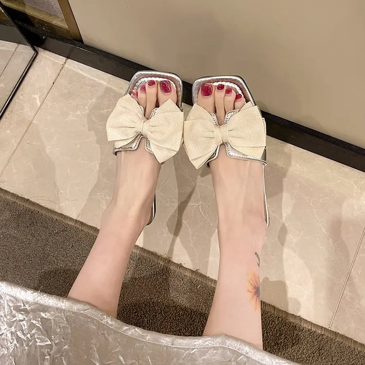 Ele Women's Flat Bot Slippers  Knot Fairy Sle Summer Sandals Faionable Versatile Outdoor Slip-On oes