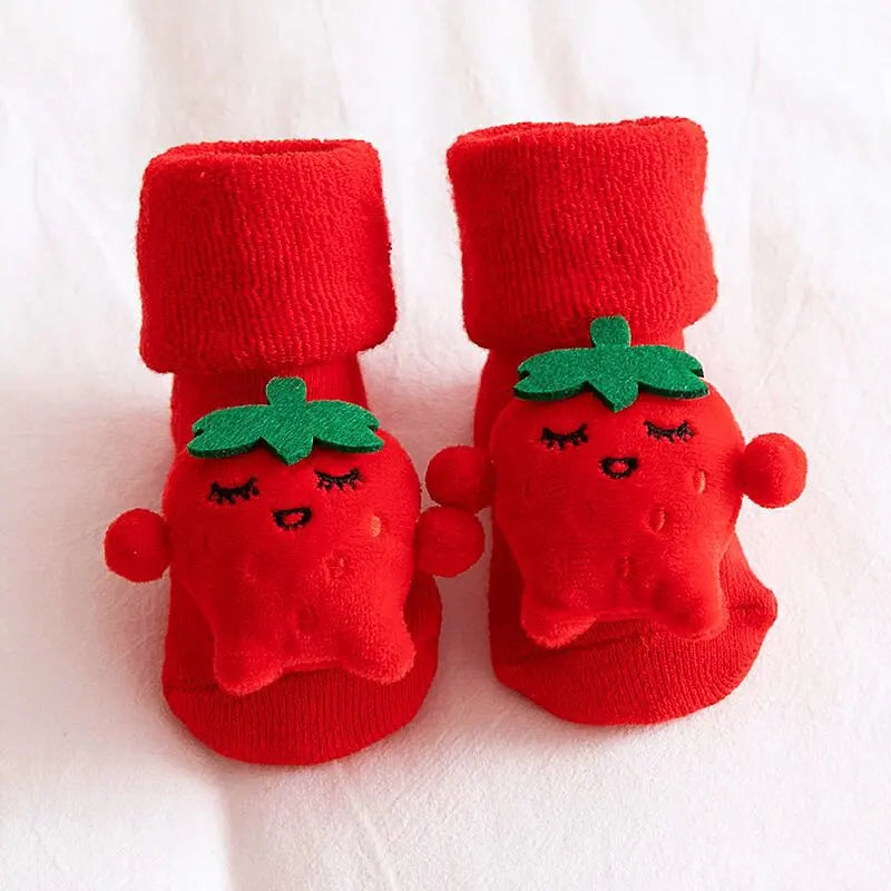 Baby Christmas Socks Newborns Cotton Winter Thickened Short Socks Kids Floor Socks Girls Boys Non-slip Print Toddler Clothing