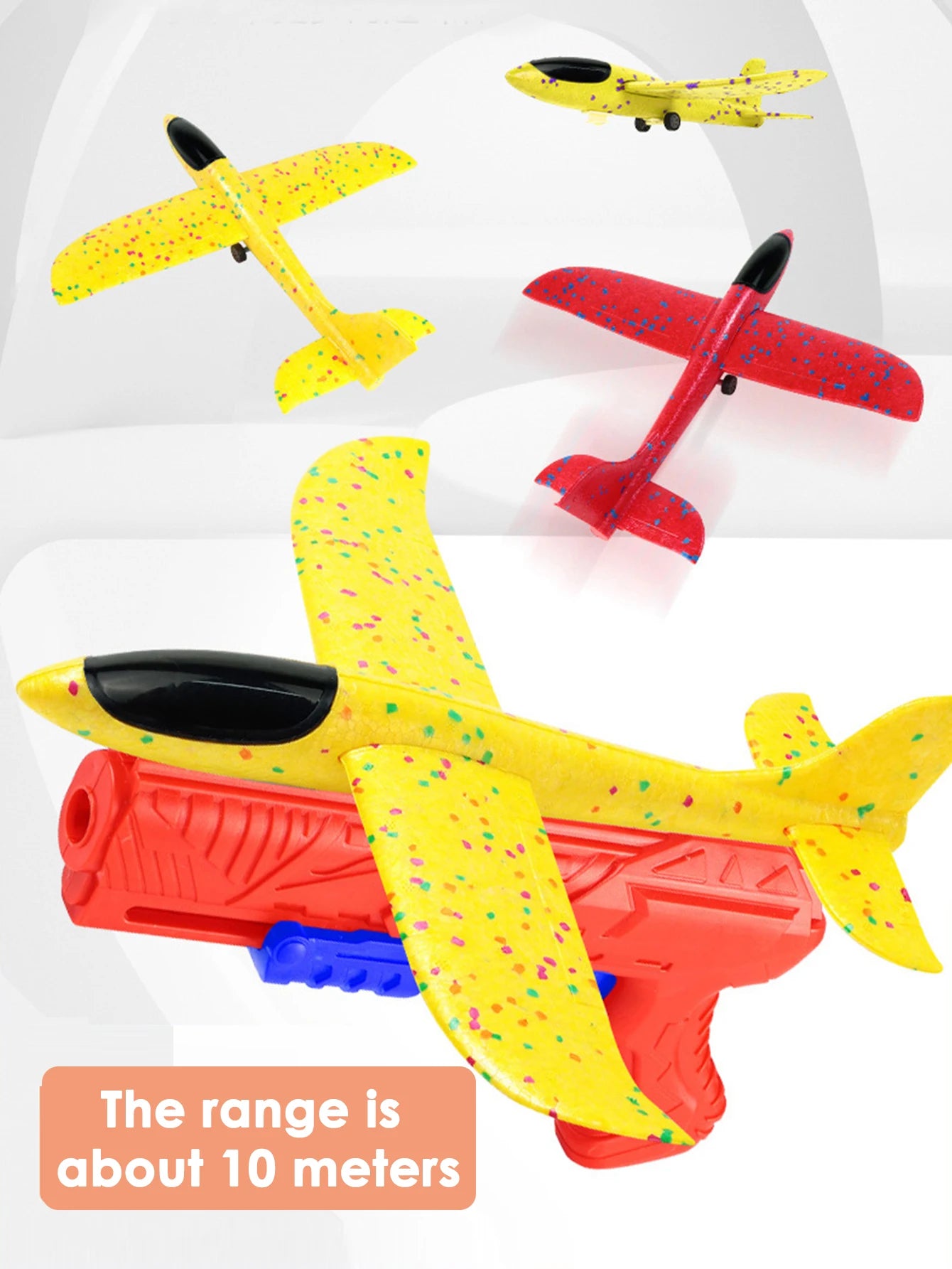 Children's outdoor three in one foam soft elastic toy gun, hand thrown ejection aircraft suit, foam aircraft color random