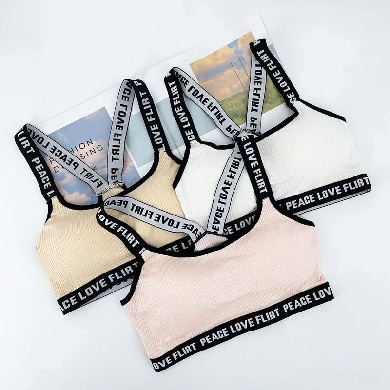 Women's Sports Bra Push Up Fitness Bra Yoga Bra Sport Underwear Running Gym Fitness Tops Black White Letters Seamless Underwear