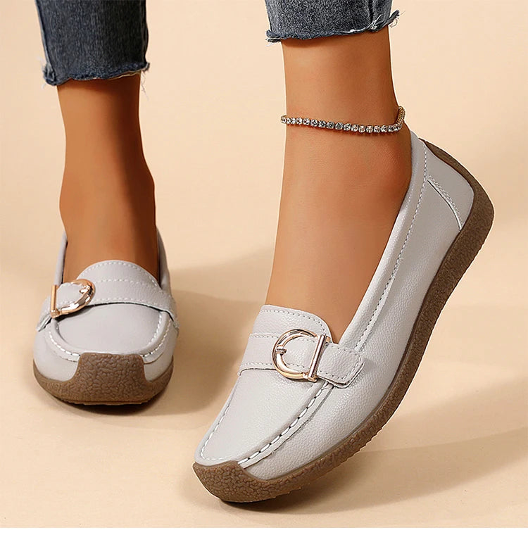 Woman Shoes 2025 New Low Heels Casual White Shoes Women's Loafers Slip On Elegant Flat Heel Zapatos De Mujer Soft Leather Flats