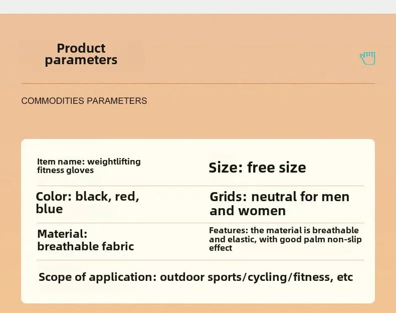 Weightlifting Training Gloves for Men Women Fitness Sports Body Building Gymnastics Gym Hand Wrist Palm Protector Gloves