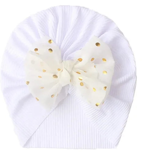 Cute Bow Baby Turban Hat Soft Elastic Kids Beanie Spring Summer Breathable Solid Color Baby Girl Bonnet Hats for Newborn Infant