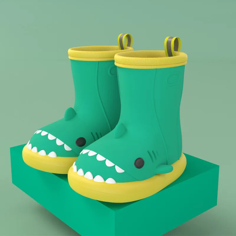 Children Baby Rain Boots Waterproof Rainshoes Cartoon Shark Todller Kids Shoes Boys Girls Water Shoes Soft Sole Anti-Slip