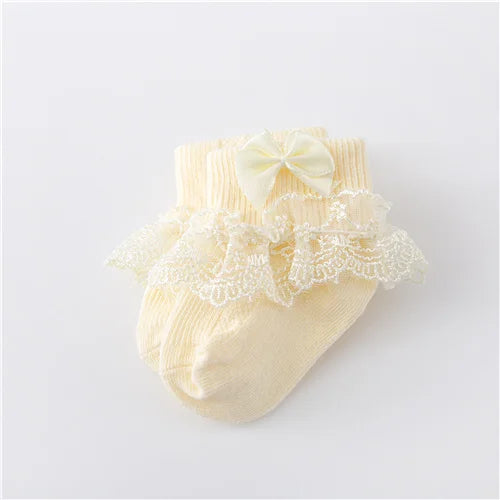 0-24Month Newborn Baby Socks For Girls Cotton Lace Infant Girls Sock Princess Bow Toddler Baby Girls Socks Four Season